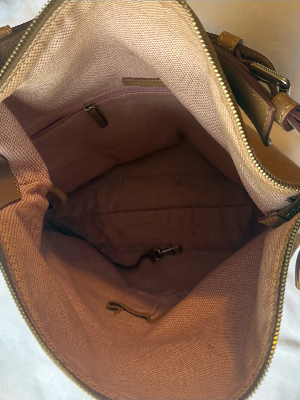 Dooney & Bourke Camel/Tan Leather Shoulder Hobo Bag